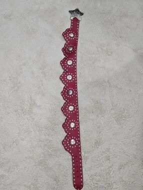 Free People Maroon Scalloped Waist Belt with Silver Star Buckle